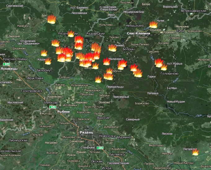 Карта пожаров нижегородской области